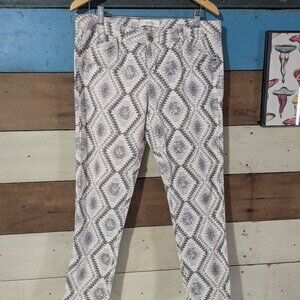 Workshop Womens Skinny Jeans Size 14 Aztec Diamond Print Pattern Stretch Plus F
